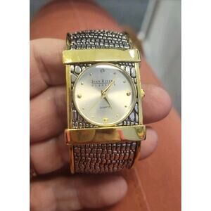 Joan Rivers Cuff Watch Classics Collection Silver And Gold Tone New Battery